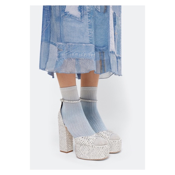 🛑 SOLD 🛑New! PARIS TEXAS Holly Tatiana Block Heel Crystal Platform Sandals - Picture 7 of 17